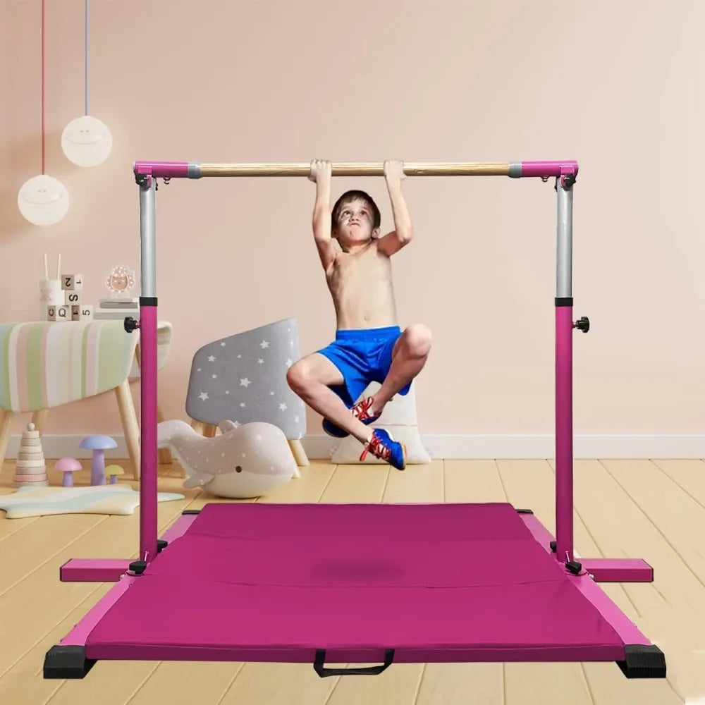 300lbs Weight Capacity,3' to 5' Adjustable Height, Ideal for Indoor and Home Training,1-4 Levels, Gymnastic Kip Bar