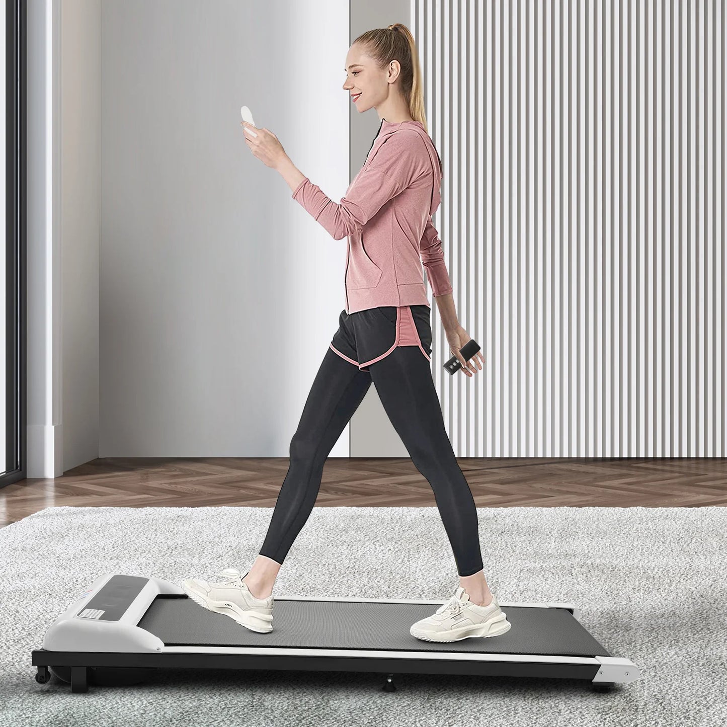 Electric Walking Treadmill with Remote, Running Fitness Jogging Machine 600W