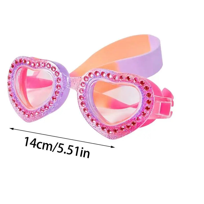 New Waterproof girl's Swimming Colorful Heart Shape UV Fogging Proof Goggles