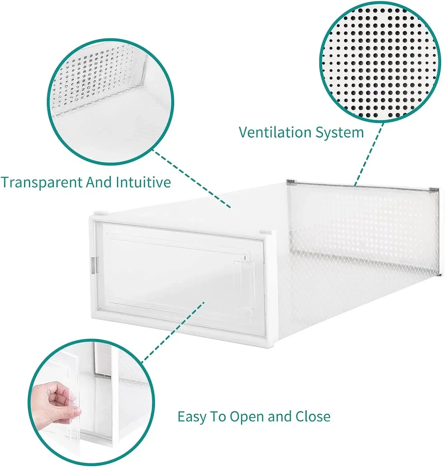 20.5" x Clear Plastic Organizer, with 12-Piece Boot Shoe Storage Box for women