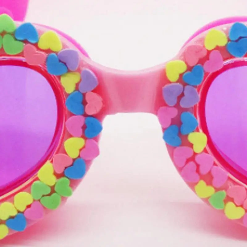 New Waterproof girl's Swimming Colorful Heart Shape UV Fogging Proof Goggles