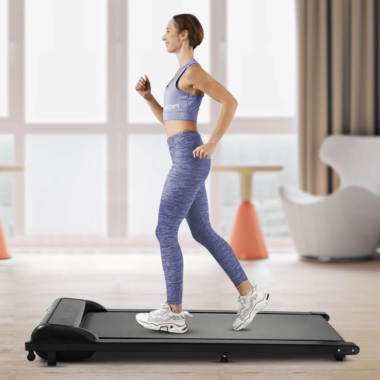 Electric Walking Treadmill with Remote, Running Fitness Jogging Machine 600W