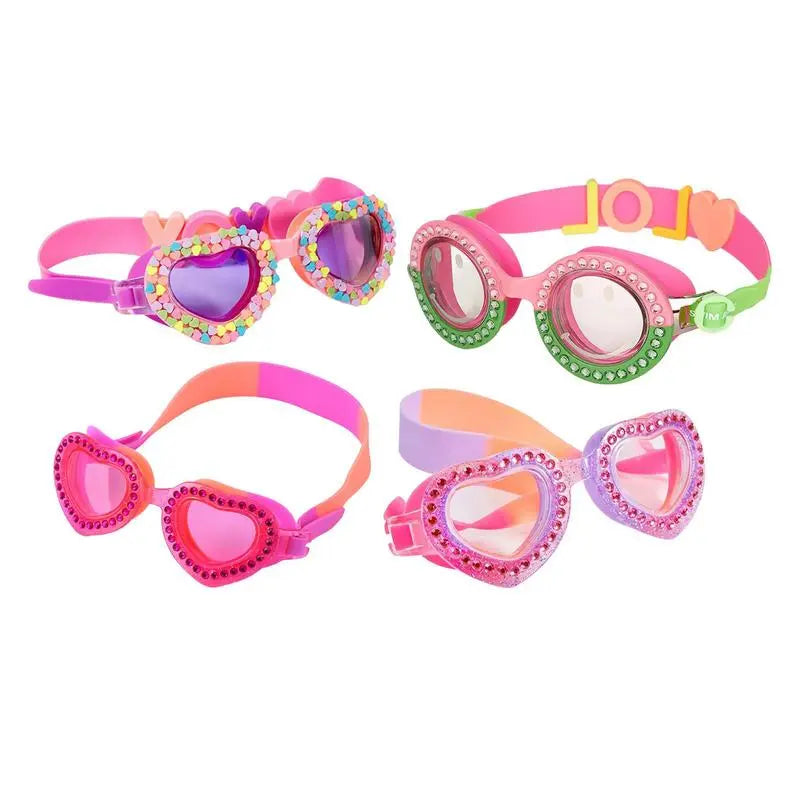 New Waterproof girl's Swimming Colorful Heart Shape UV Fogging Proof Goggles