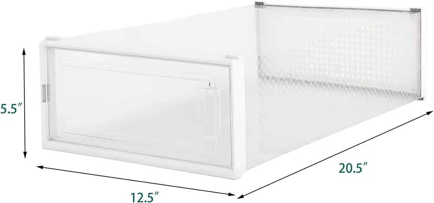 20.5" x Clear Plastic Organizer, with 12-Piece Boot Shoe Storage Box for women