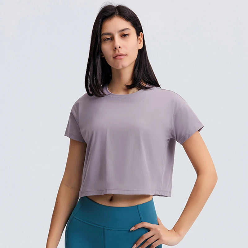 Loose Blouses Women's Seamless Quick Dry Short Sleeve Running t-Shirt