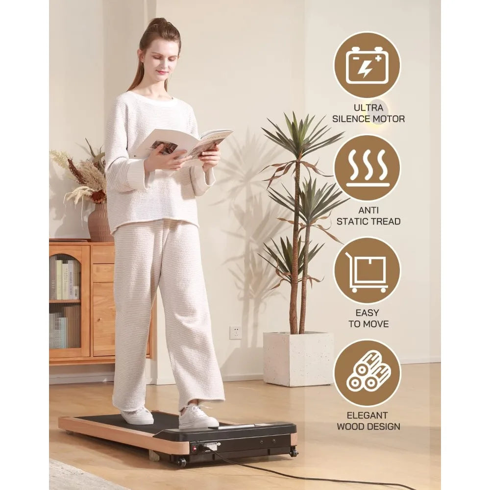 Expert of Wooden Walking Pad,  with Remote Control, Installation-Free Under Desk Treadmill