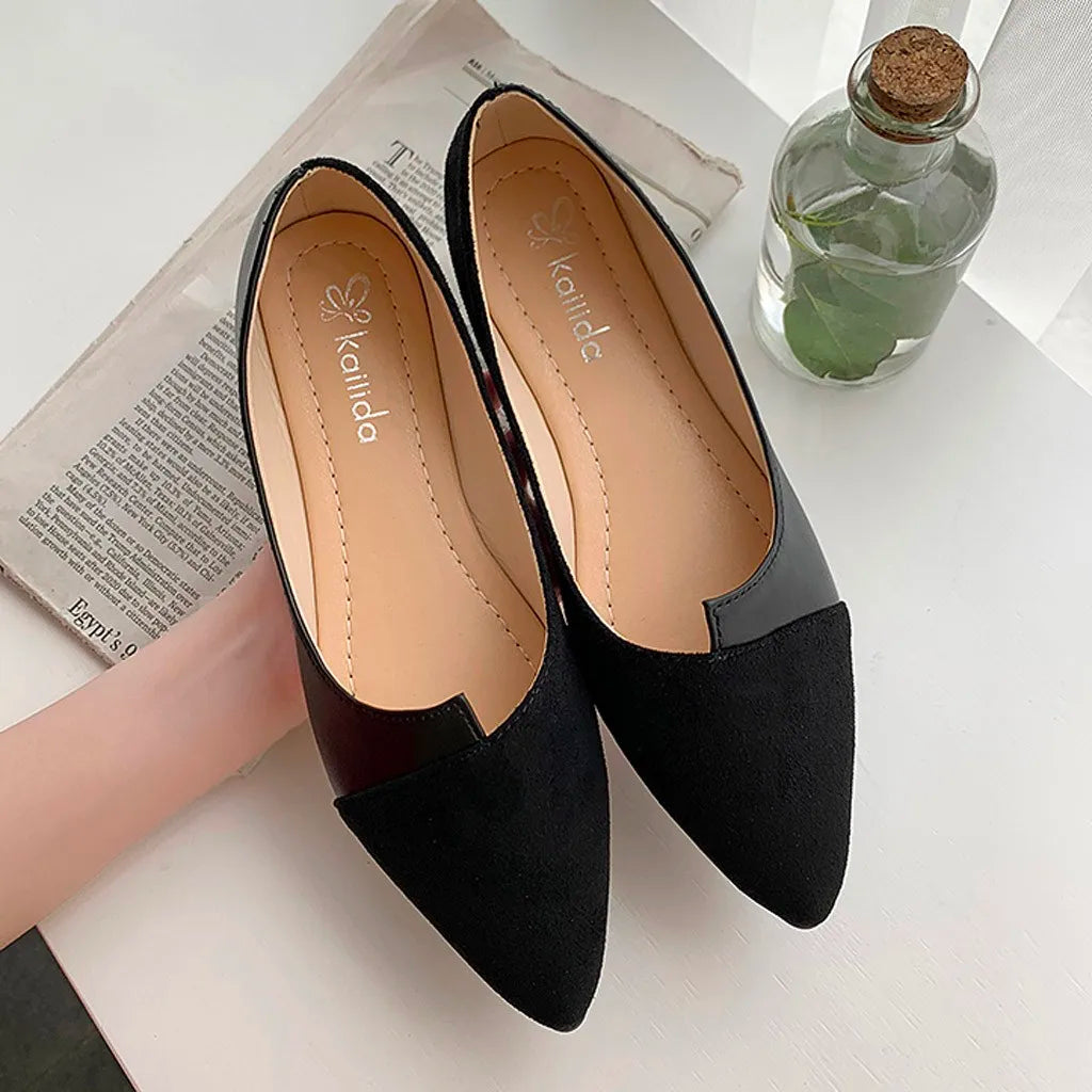 Fashion Splice Color Mule Flats Pointed Toe Ballerina Ballet