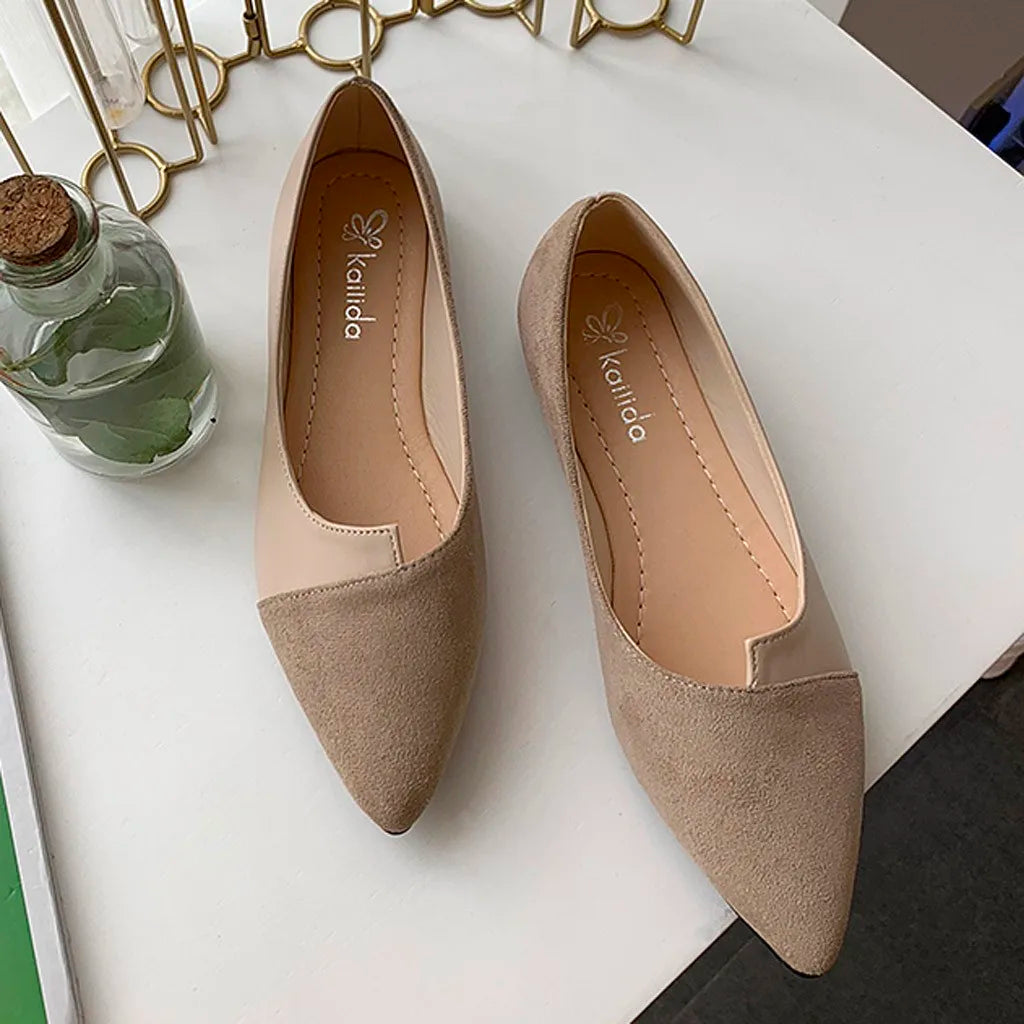 Fashion Splice Color Mule Flats Pointed Toe Ballerina Ballet