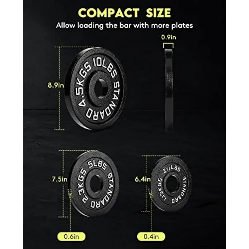 Above Genius Cast Iron 2-Inch Plate Weight Set for Strength Training, Weightlifting and CrossFit in Home & Gym