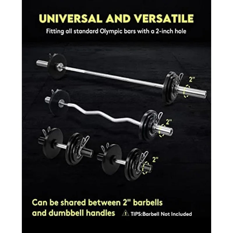 Above Genius Cast Iron 2-Inch Plate Weight Set for Strength Training, Weightlifting and CrossFit in Home & Gym