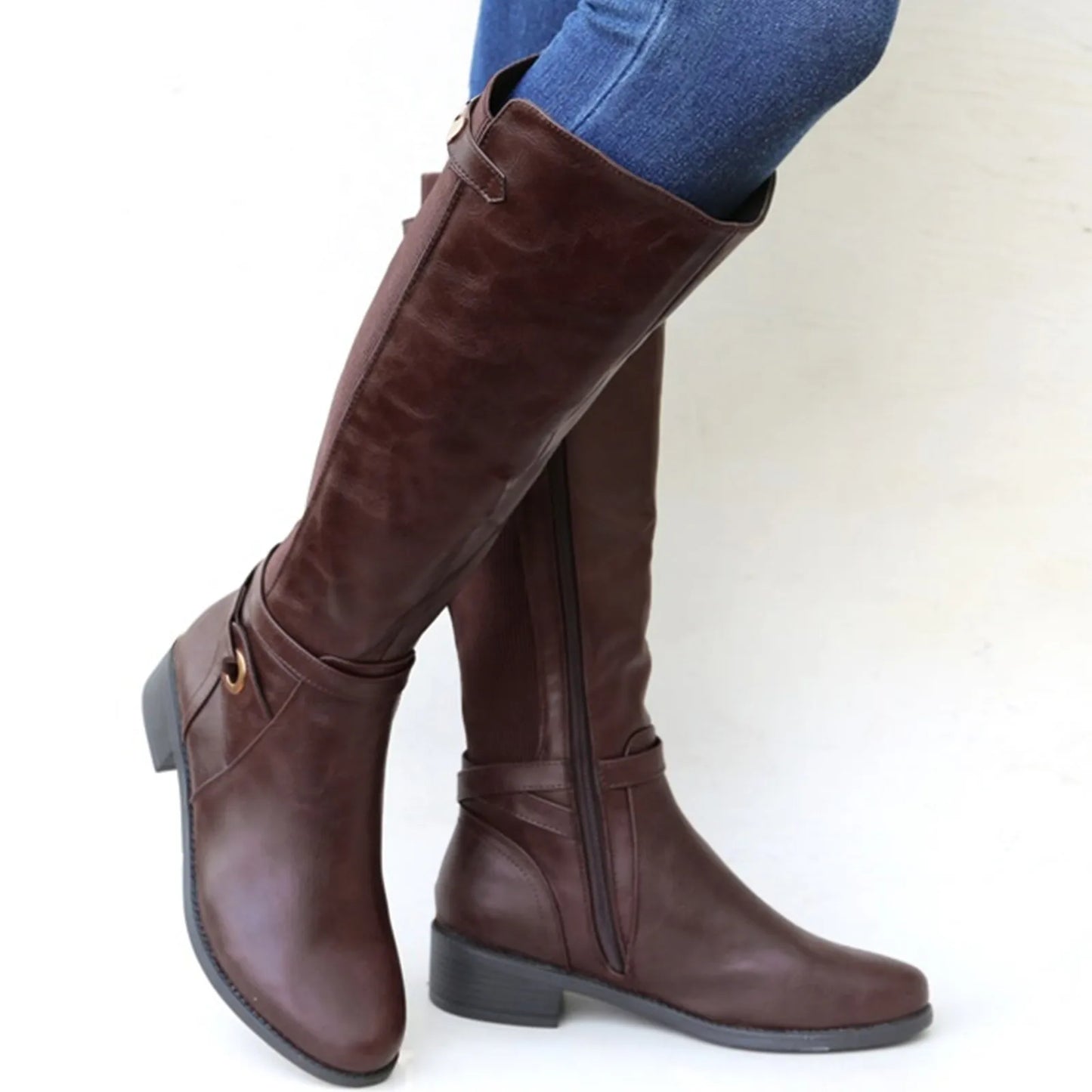 Leather Fashion Cool Western Style Knee High Boots