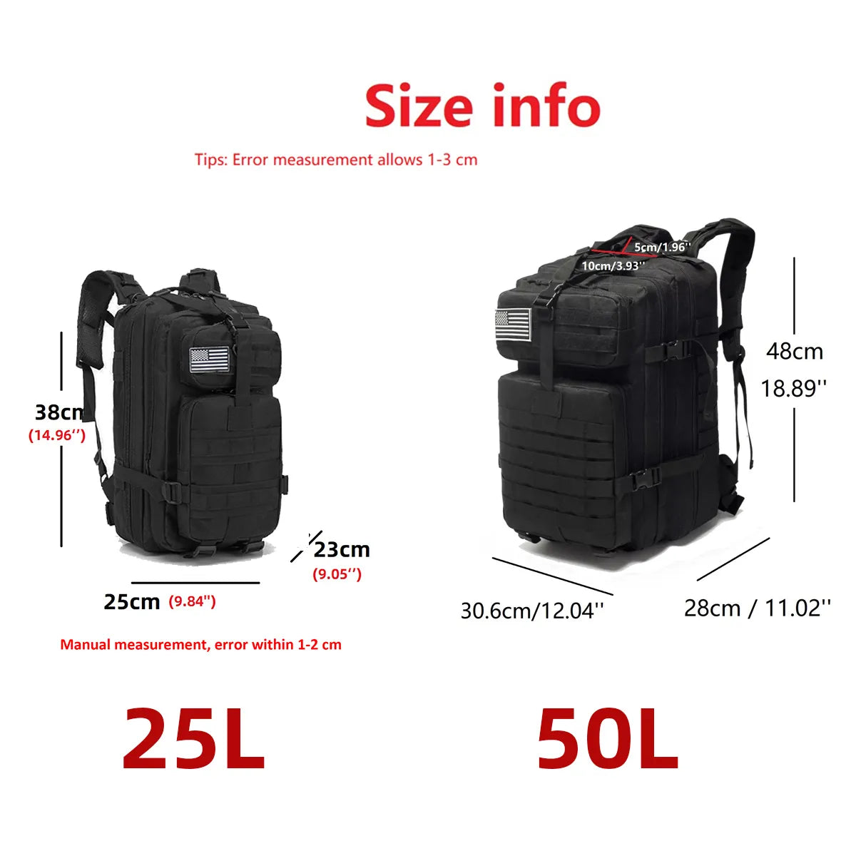 25L/50L 1000D Nylon Waterproof Trekking Fishing Hunting Backpack