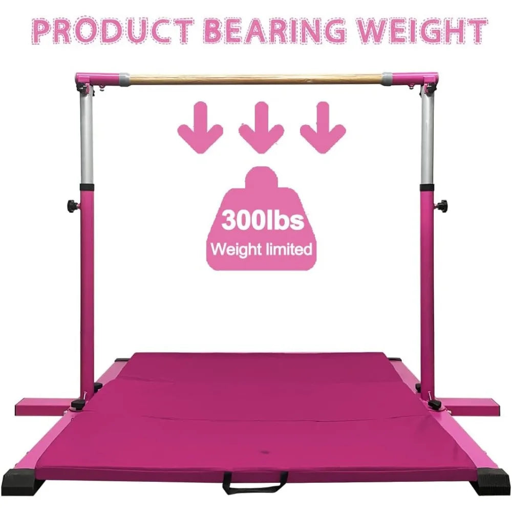 300lbs Weight Capacity,3' to 5' Adjustable Height, Ideal for Indoor and Home Training,1-4 Levels,  Gymnastic Kip Bar