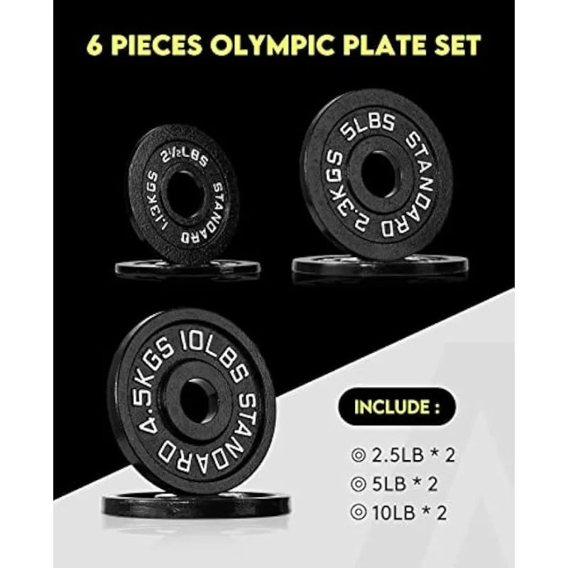 Above Genius Cast Iron 2-Inch Plate Weight Set for Strength Training, Weightlifting and CrossFit in Home & Gym