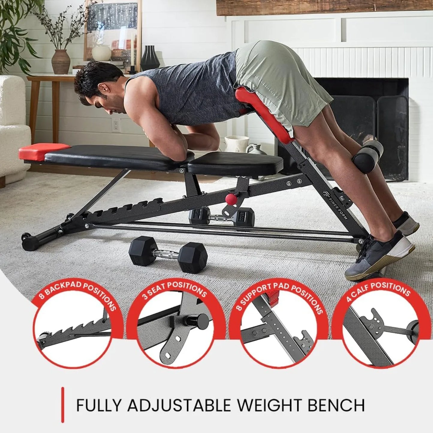 Hyper Back Extension Roman Chair Adjustable Ab Sit up Multi-Functional FID Weight Bench for Full All-in-One Body Workout