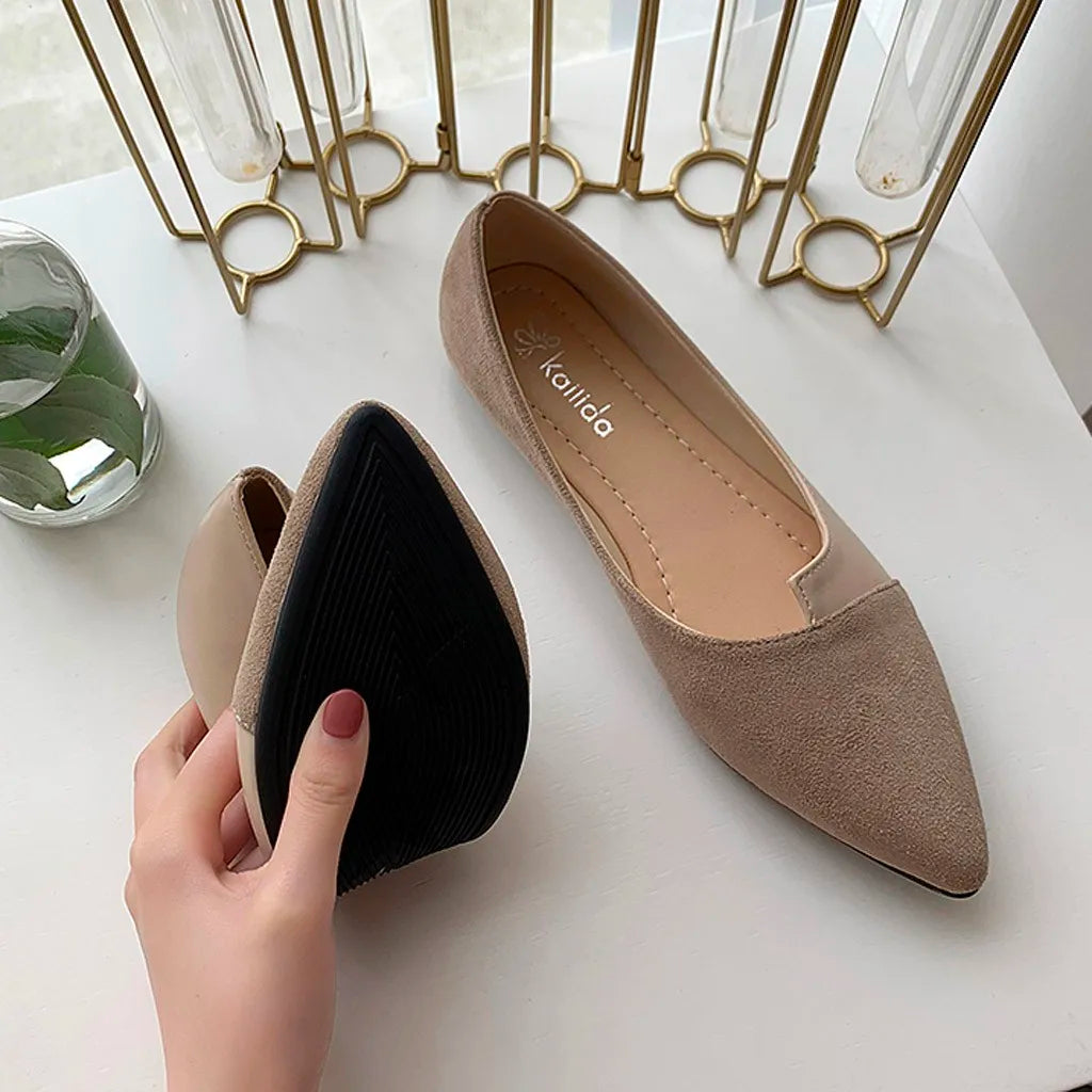 Fashion Splice Color Mule Flats Pointed Toe Ballerina Ballet