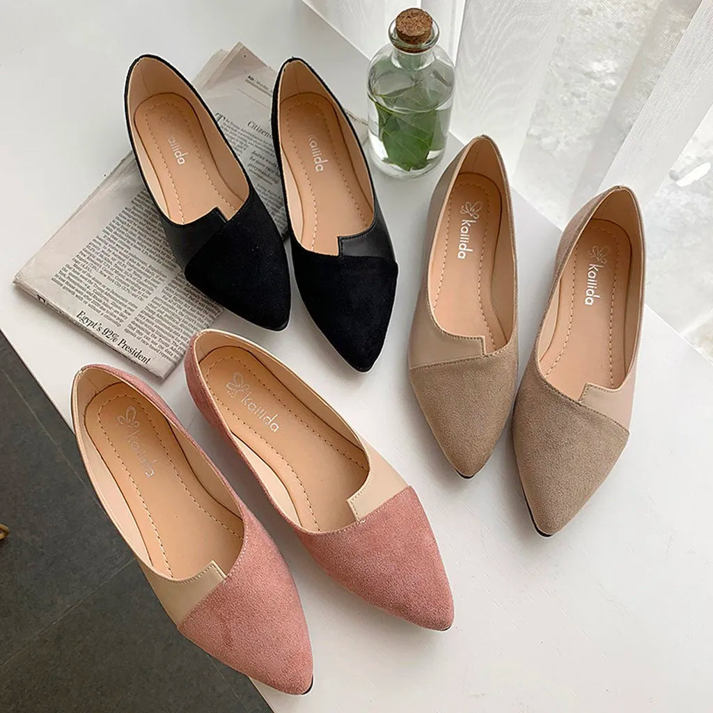 Fashion Splice Color Mule Flats Pointed Toe Ballerina Ballet