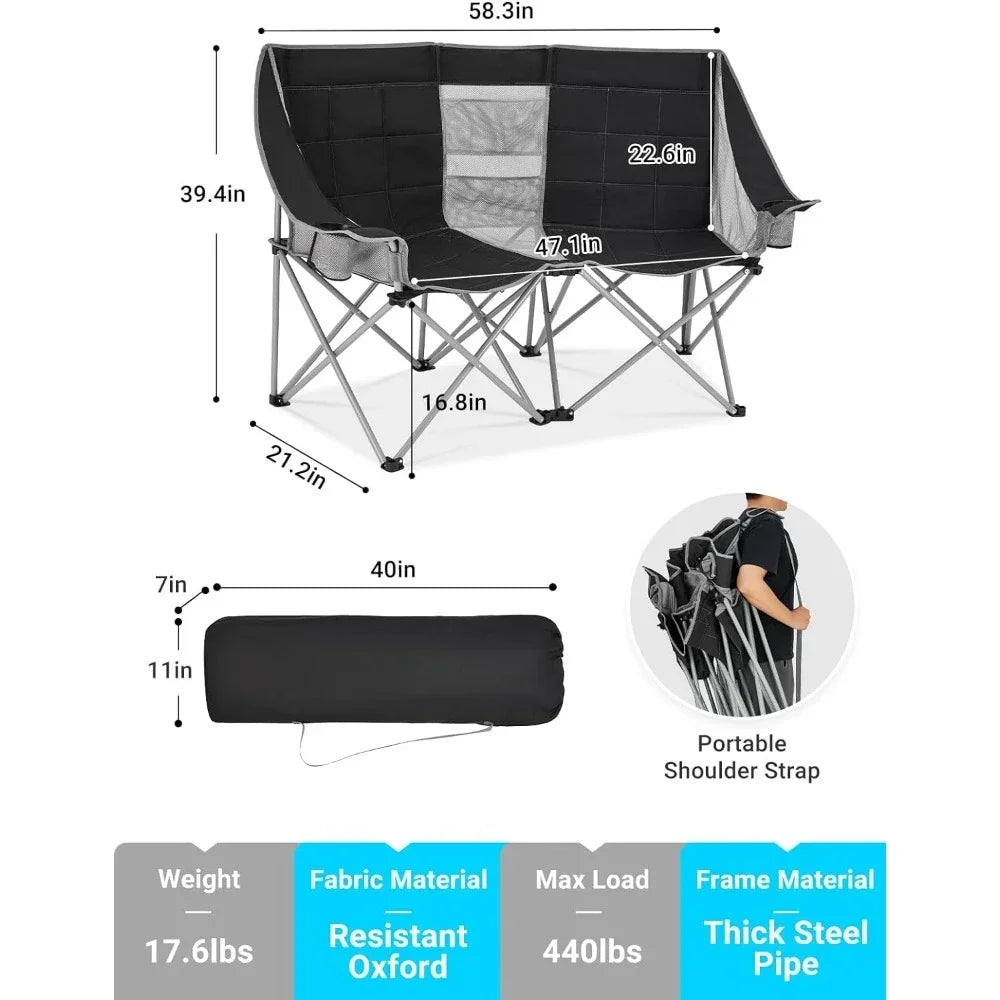 Two-seater Sofa Outdoor Chair Oversized Tandem Camping Chair