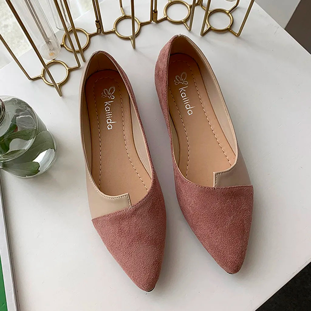 Fashion Splice Color Mule Flats Pointed Toe Ballerina Ballet