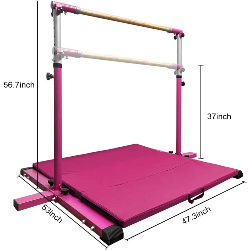 300lbs Weight Capacity,3' to 5' Adjustable Height, Ideal for Indoor and Home Training,1-4 Levels,  Gymnastic Kip Bar